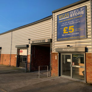 Main entrance to WIgan Self Storage indoor unloading area and reception.